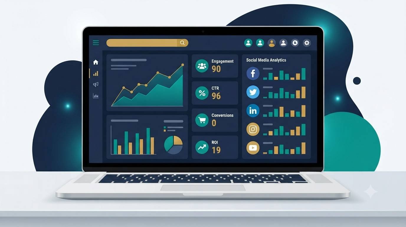 Digital marketing dashboard overview showing channels and performance data